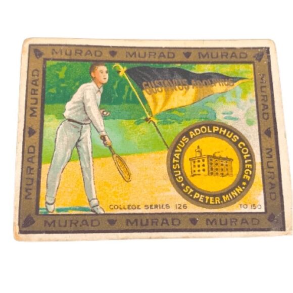 Rare 1910 Gustavus Adolphus Tennis Trading Card, Murad Tobacco College Series - Picture 1 of 10